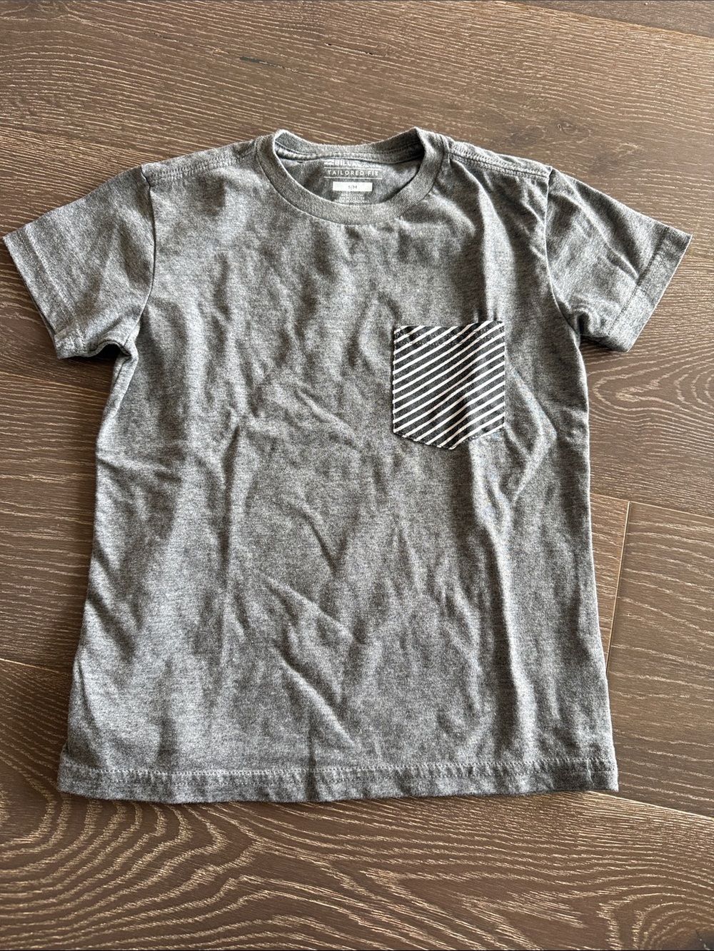 Billabong Tailored Fit Kids' Gray Pocket Tee with Striped Accent